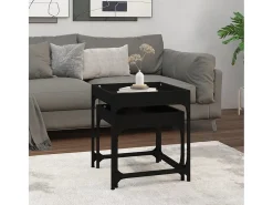 Discount Conjunto de 2 Mesas de Centro | Mesa de apoio | Mesa de café derivados de madeira Preto