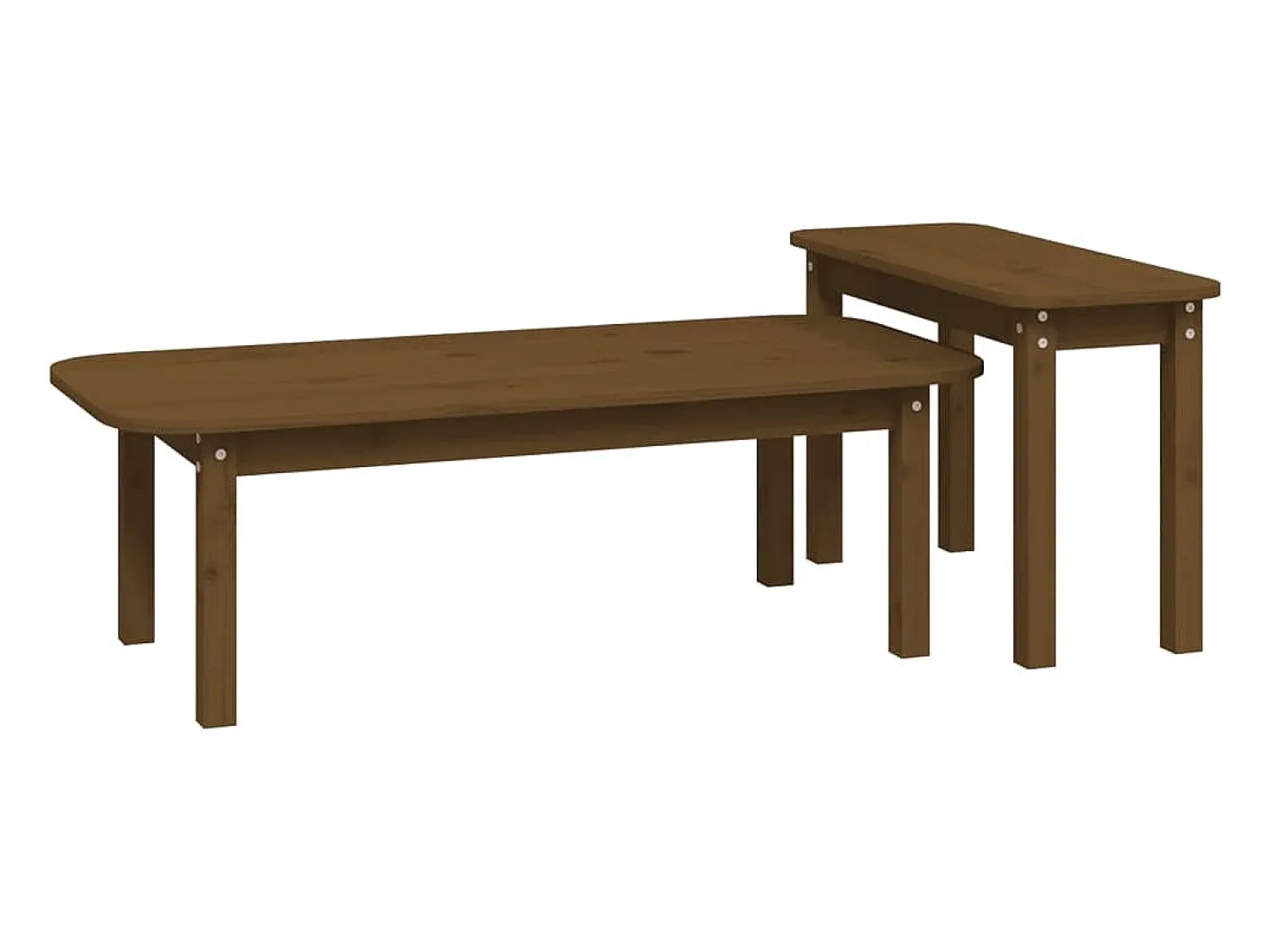 Mesa De Centro* Conjunto de 2 Mesas de Centro | Mesa de apoio pinho maciço mel Castanho