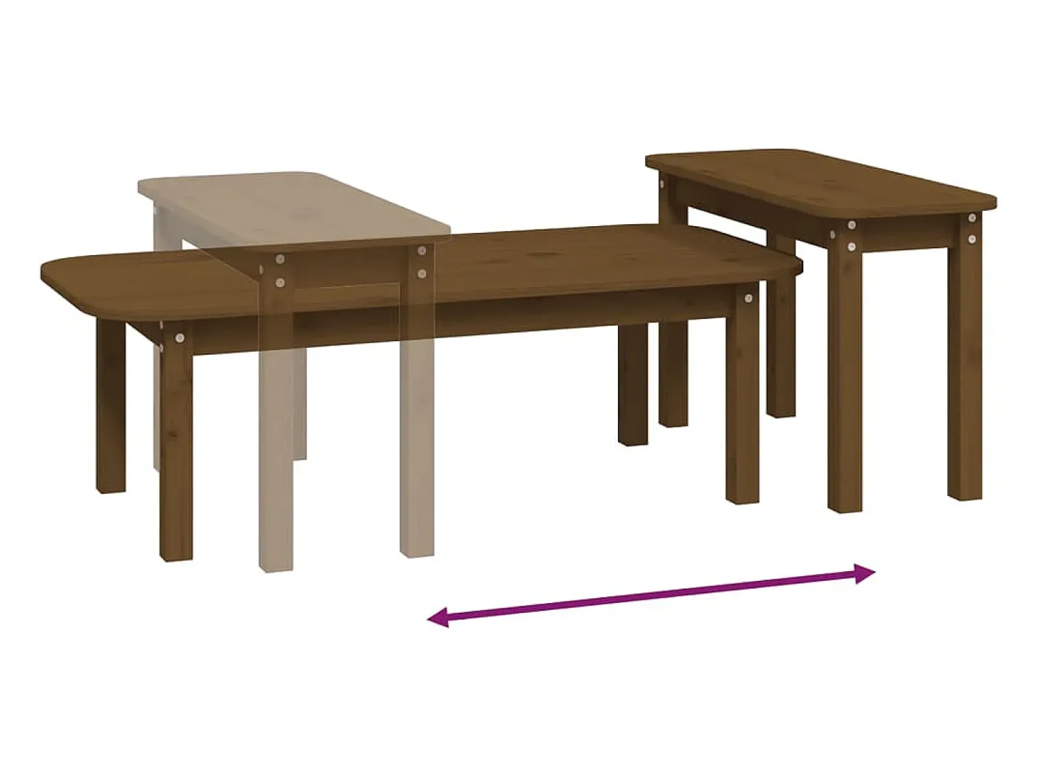 Mesa De Centro* Conjunto de 2 Mesas de Centro | Mesa de apoio pinho maciço mel Castanho
