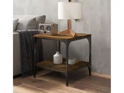Clearance Conjunto de 2 Mesas de Centro | Mesa de apoio | Mesa de café 40x40x40 cm derivados madeira fumado Castanho