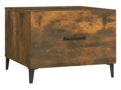 Mesa De Centro* Conjunto de 2 Mesas de Centro | Mesa de apoio com pernas de metal 50x50x40 cm fumado Castanho