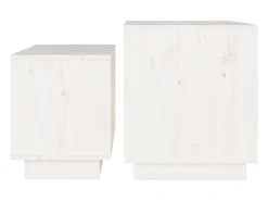Mesa De Centro| Conjunto de 2 Mesas de Centro | Mesa de apoio de encastrar pinho maciço Branco