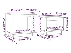 Mesa De Centro* Conjunto de 2 Mesas de Centro Baixas | Mesa de apoio pinho maciço mel Castanho