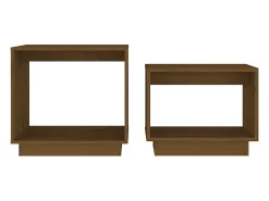 Mesa De Centro* Conjunto de 2 Mesas de Centro Baixas | Mesa de apoio pinho maciço mel Castanho