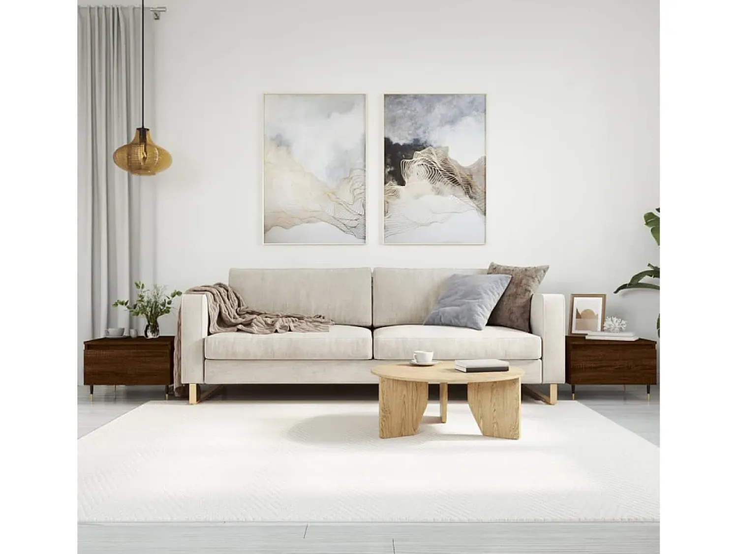 Online Conjunto de 2 Mesas de Centro | Mesa de apoio | Mesa de café 50x46x35 cm deriv. madeira carvalho Castanho