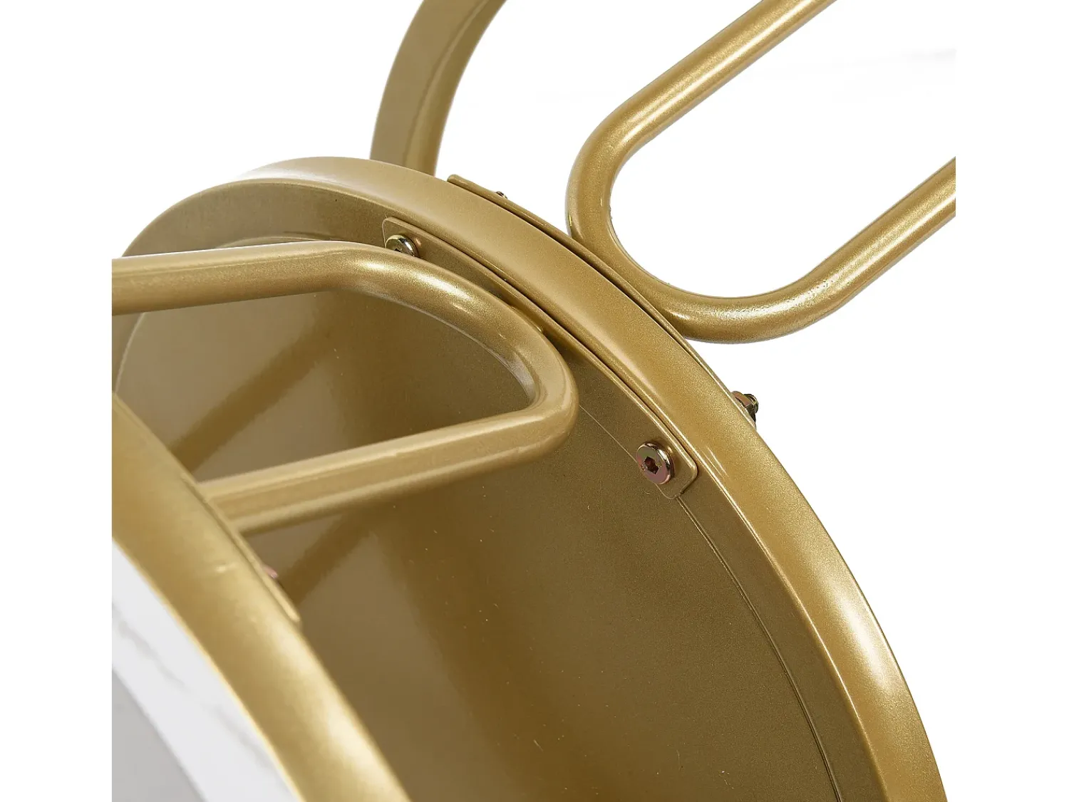 Sale Conjunto de 2 mesas de centro encaixáveis - redondas, tampo de mármore, pernas de ferro em formato de U, douradas, D70x45+D45x40 cm Dourado