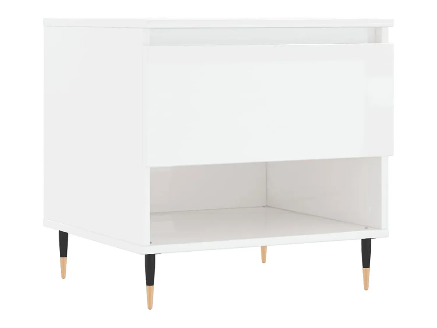Mesa De Centro* Conjunto de 2 Mesas de Centro | Mesa de apoio | Mesa de café 50x46x50cm deriv. madeira brilhante Branco