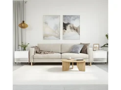 Mesa De Centro* Conjunto de 2 Mesas de Centro | Mesa de apoio | Mesa de café 50x46x50cm deriv. madeira brilhante Branco