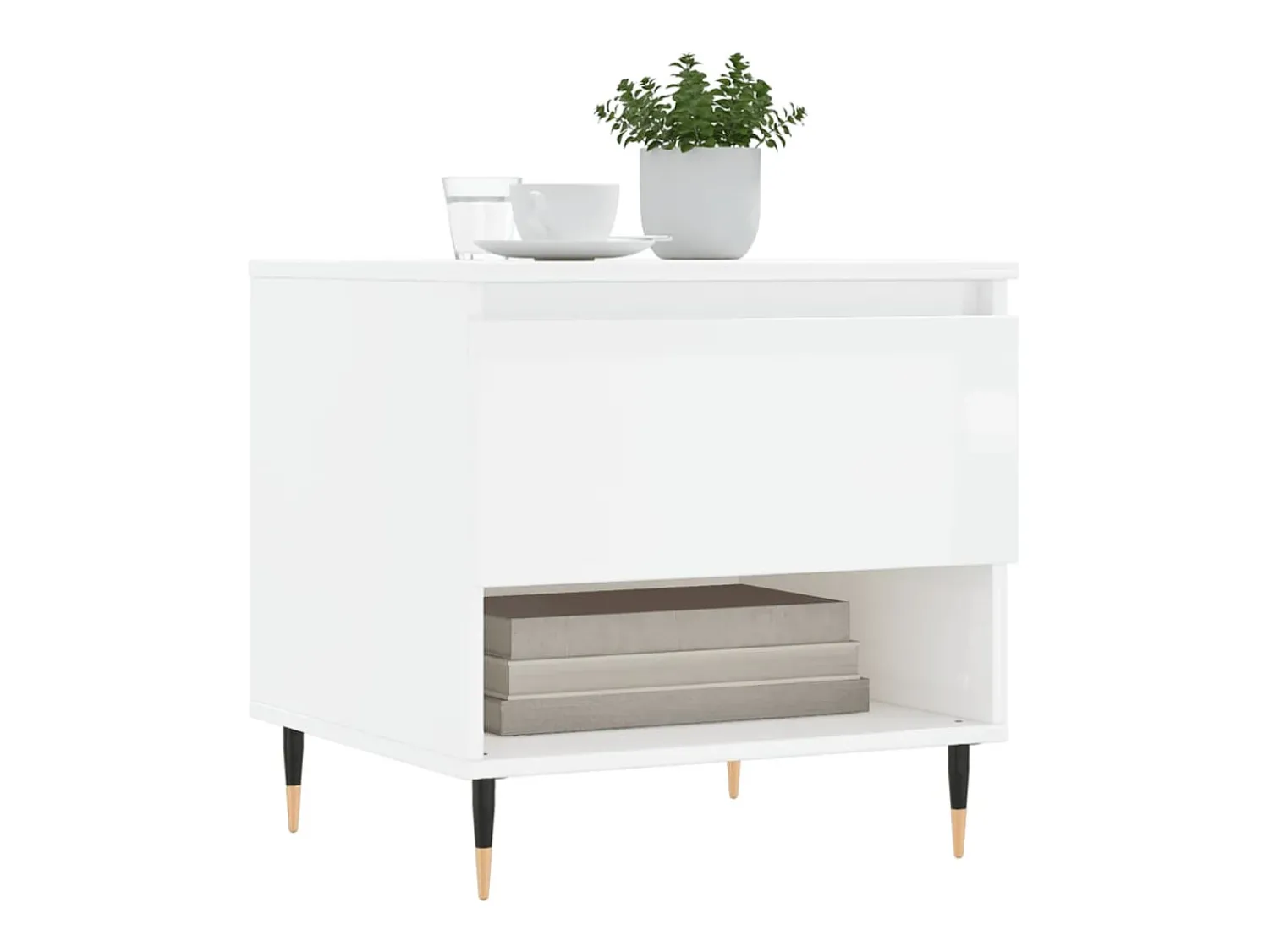 Mesa De Centro* Conjunto de 2 Mesas de Centro | Mesa de apoio | Mesa de café 50x46x50cm deriv. madeira brilhante Branco