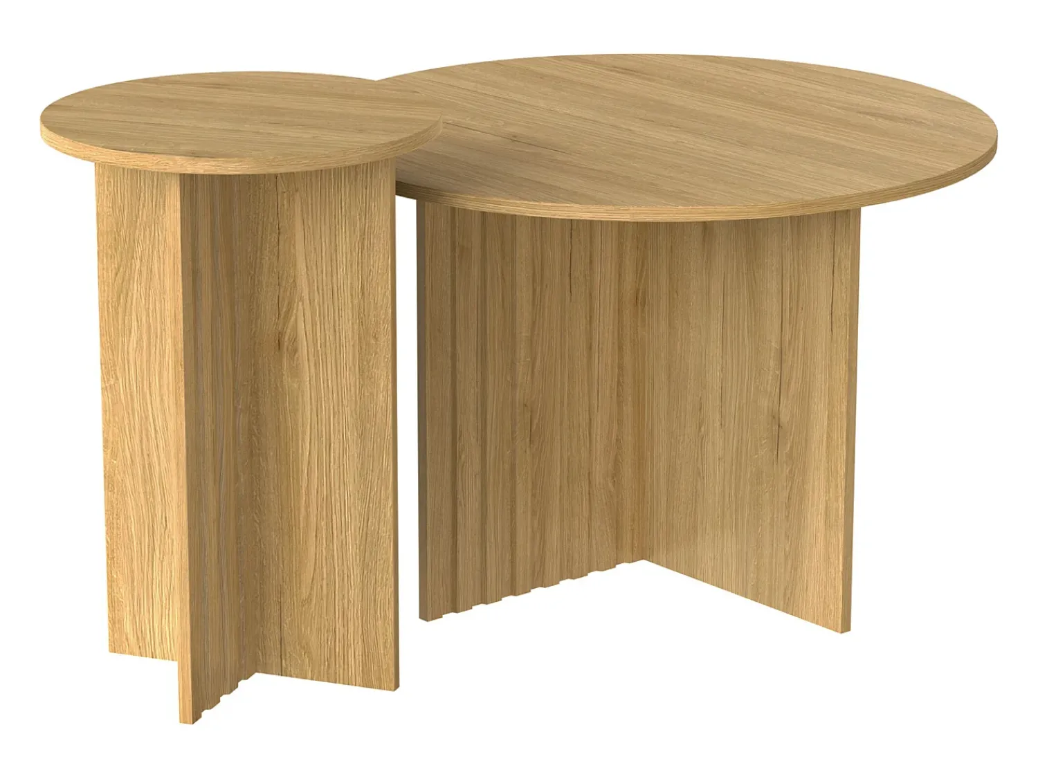 Mesa De Centro*Hauss Spole Conjunto de 2 mesas de centro redondas em MDF e madeira PB – Cor da madeira Natural claro
