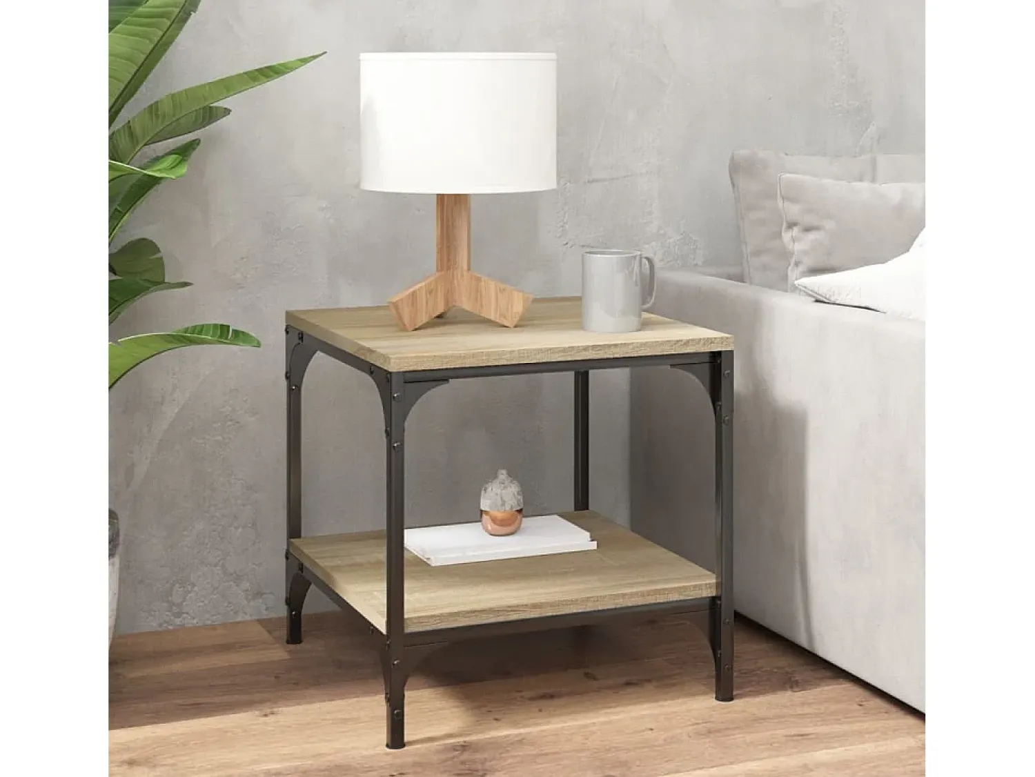 Mesa De Centro* Conjunto de 2 Mesas de Centro | Mesa de apoio | Mesa de café 40x40x40 cm derivados madeira sonoma Castanho