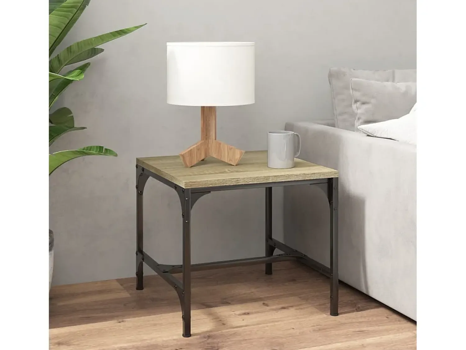 Mesa De Centro* Conjunto de 2 Mesas de Centro | Mesa de apoio | Mesa de café 40x40x35 cm deriv. madeira carvalho sonoma Castanho