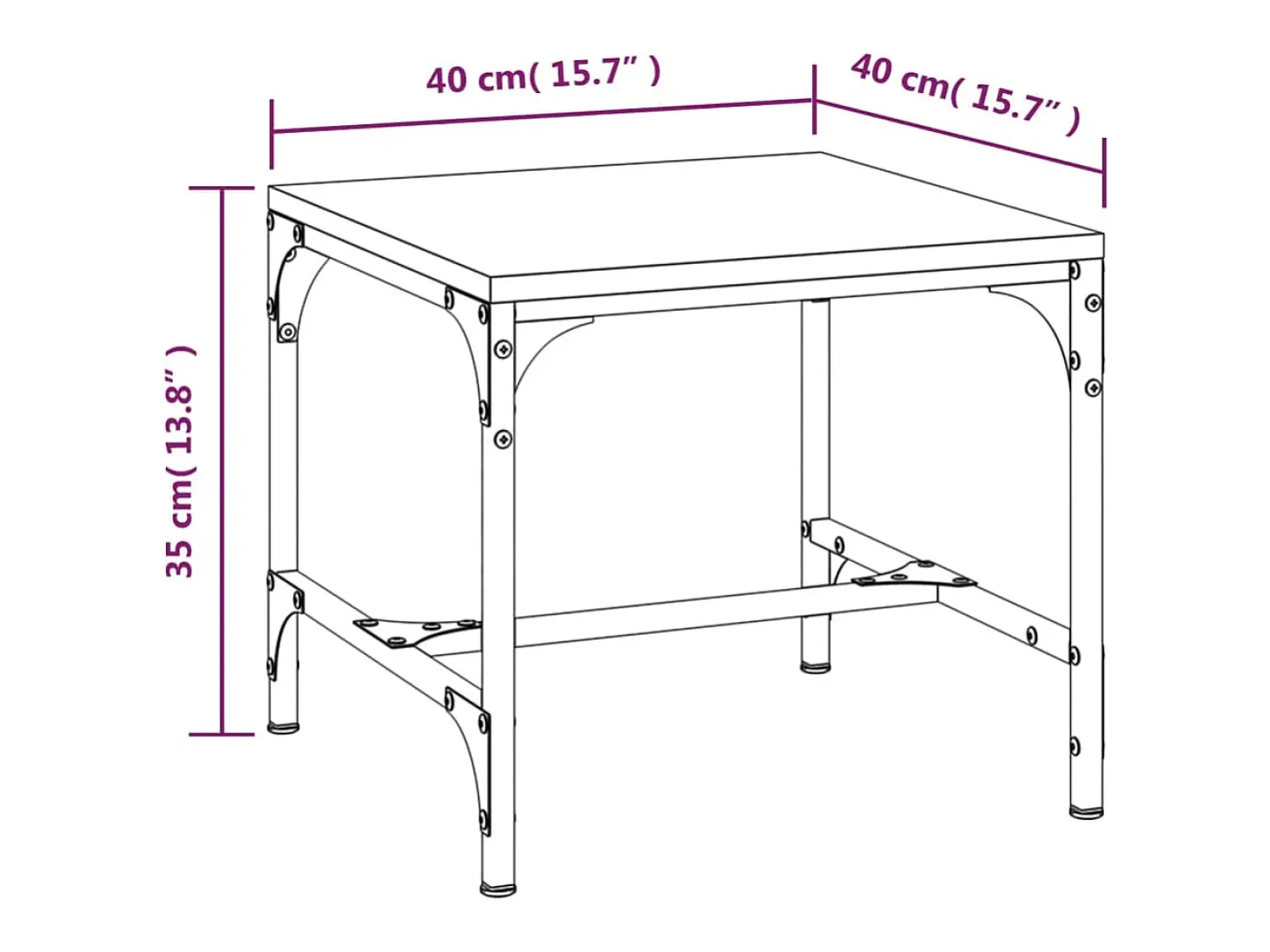 Mesa De Centro* Conjunto de 2 Mesas de Centro | Mesa de apoio | Mesa de café 40x40x35 cm deriv. madeira carvalho sonoma Castanho