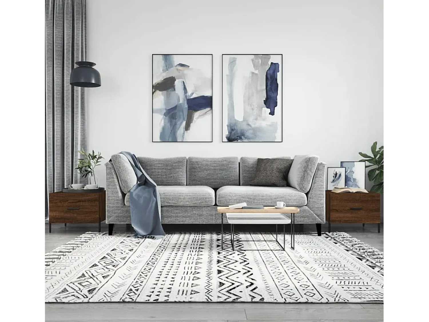 Conjunto de 2 Mesas de Centro | Mesa de apoio | Mesa de café 50x50x40 cm madeira proc. carvalho^ Mesa De Centro