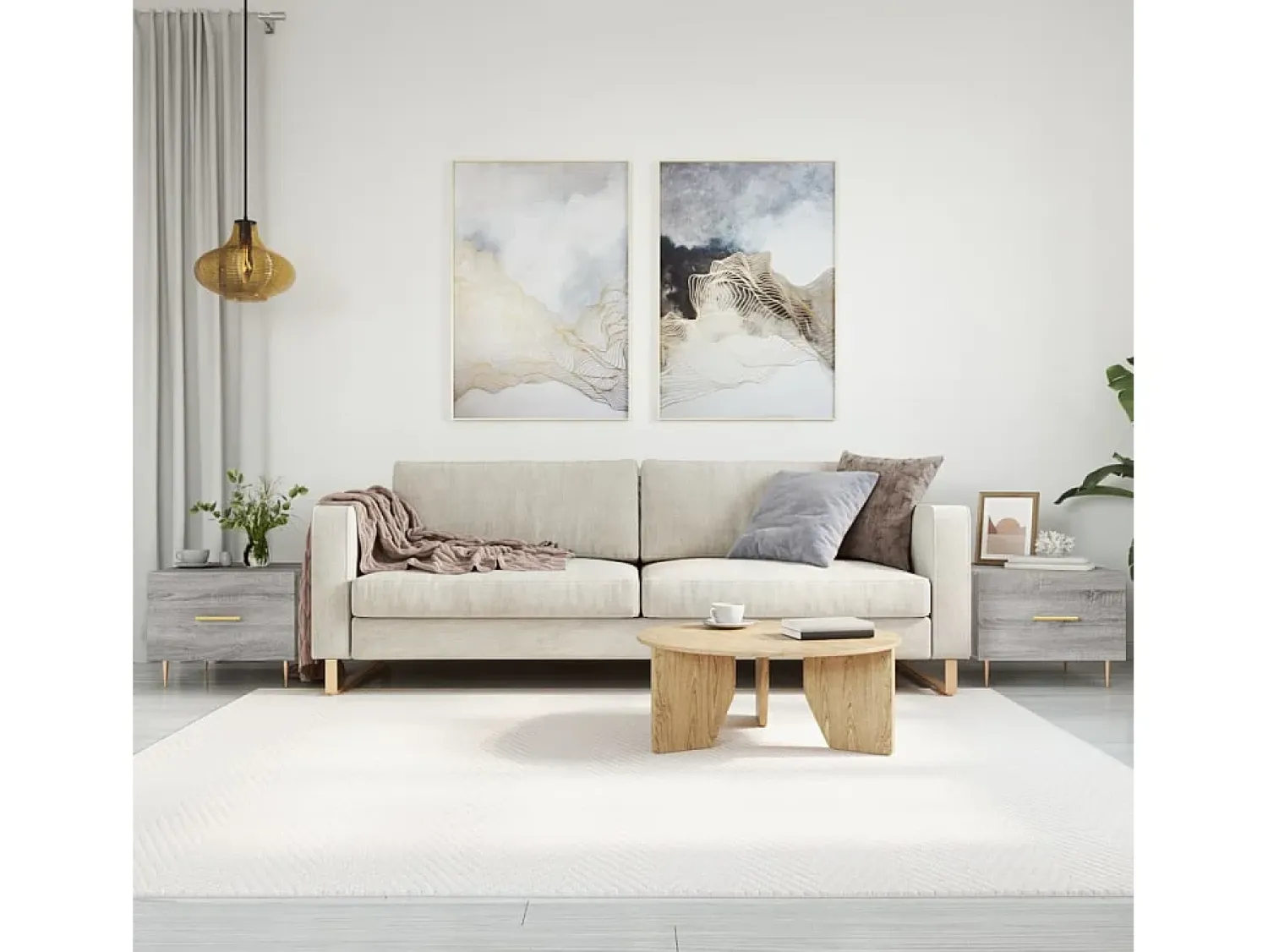 Mesa De Centro| Conjunto de 2 Mesas de Centro | Mesa de apoio | Mesa de café 50x50x40 cm madeira proc. sonoma cinza Cinzento