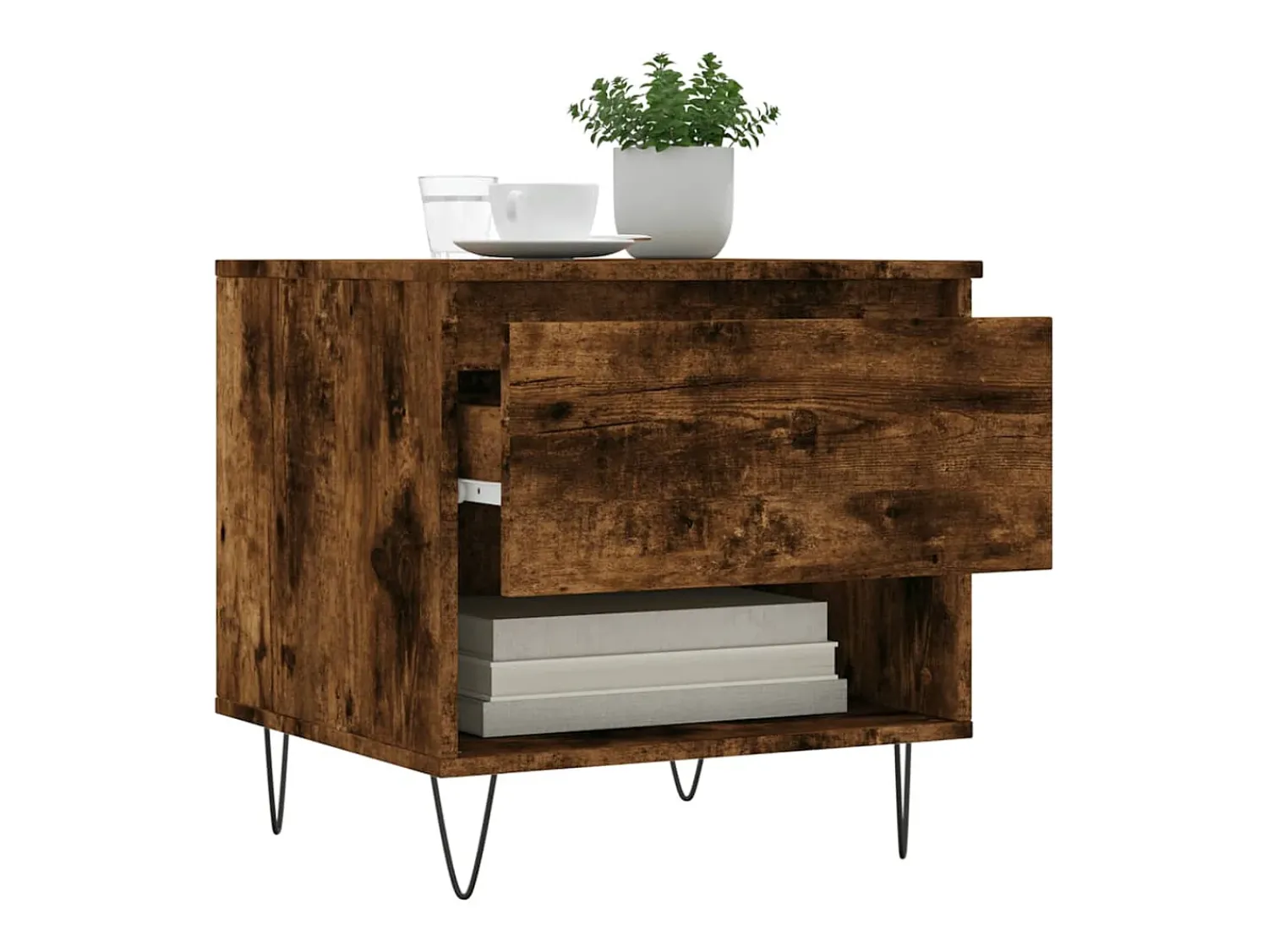 Mesa De Centro| Conjunto de 2 Mesas de Centro | Mesa de apoio | Mesa de café 50x46x50cm deriv. madeira carvalho fumado Castanho