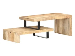 Sale Conjunto de 2 Mesas de Centro | Mesa de apoio madeira de mangueira maciça Castanho