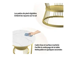 Sale Conjunto de 2 mesas de centro, Mesa de centro redonda encaixável, dourada e branca Dourado
