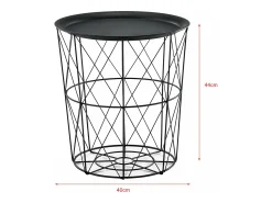 Mesa De Apoio*Helloshop26 Conjunto de 3 mesas de encaixe mesa de centro/mesa de estar em metal com tampo removível 40x40x44 cm preta 03_0006057 Preto