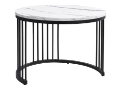 Mesa De Centro|ModernLuxe Conjunto de 2 mesas de encastrar - 2 gavetas - tampo em mármore - Branco e Preto Preto / Branco