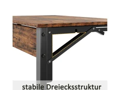 Mesa De Apoio|Hauss Spole Conjunto de 2 mesas laterais dobráveis ​​- Metal preto e madeira rústica castanha Castanho