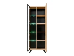Móvel De Tv*Meublorama Conjunto de 4 móveis de sala de estar com lareira decorativa da coleção NIELSEN. Cores carvalho e preto. Castanho