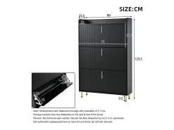 ModernLuxe Conjunto de 2 móveis para sapatos 160x23,5x123,5 cm - 6 portas - 12 compartimentos - Altura ajustável - MDF - Preto