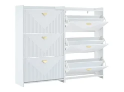 New ModernLuxe Conjunto de 2 móveis para sapatos 140x30x120 cm - 6 portas basculantes - 12 compartimentos de armazenamento - MDF - Branco