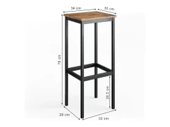 Banco|Vicco Conjunto de 2 peças de banco de bar carvalho rústico 32x28x78 fyrk Natural escuro