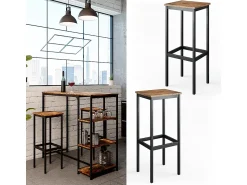 Banco|Vicco Conjunto de 2 peças de banco de bar carvalho rústico 32x28x78 fyrk Natural escuro