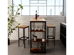 Banco|Vicco Conjunto de 2 peças de banco de bar carvalho rústico 32x28x78 fyrk Natural escuro