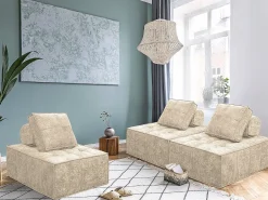 Sofá|Habitat et jardin Conjunto de 3 poltronas modulares em tecido texturado 