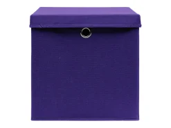 Clearance vidaxl Conjunto de Caixas de Arrumação com Tampa em Tecido Roxo - 4 Peças 32x32x32 cm Violeta