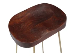 Banco|Helloshop26 Conjunto de dois bancos de bar de design exclusivo assento em madeira maciça de mangueira 1202077 Castanho