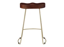 Banco|Helloshop26 Conjunto de dois bancos de bar de design exclusivo assento em madeira maciça de mangueira 1202101 Castanho