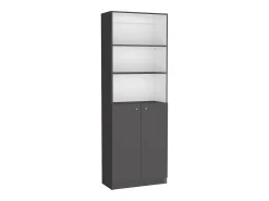 Biblioteca*TuHome Conjunto de estante de escritório em melamina de 3 peças com prateleiras e 2 portas, 180.6 cm X 188.4 cm X 29.9 cm, Multicolor Multicor