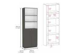 Online TuHome Conjunto de estante para escritório doméstico em melamina de 3 peças com prateleiras e 2 portas, 180.6 cm X 188.4 cm X 2909 cm , Multicolor Multicor