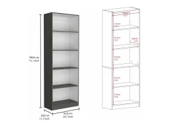 TuHome Conjunto de estantes para escritório em melamina de 3 peças com prateleiras, 180.6 cm X 170.6 cm X 29.9 cm , Multicolorido^ Biblioteca