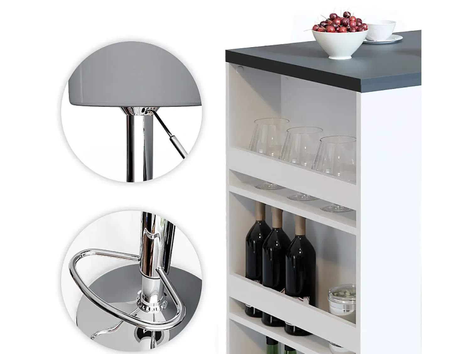 New Vicco Conjunto de mesa de bar antracite/branco 57x80x106 Cinza antracite