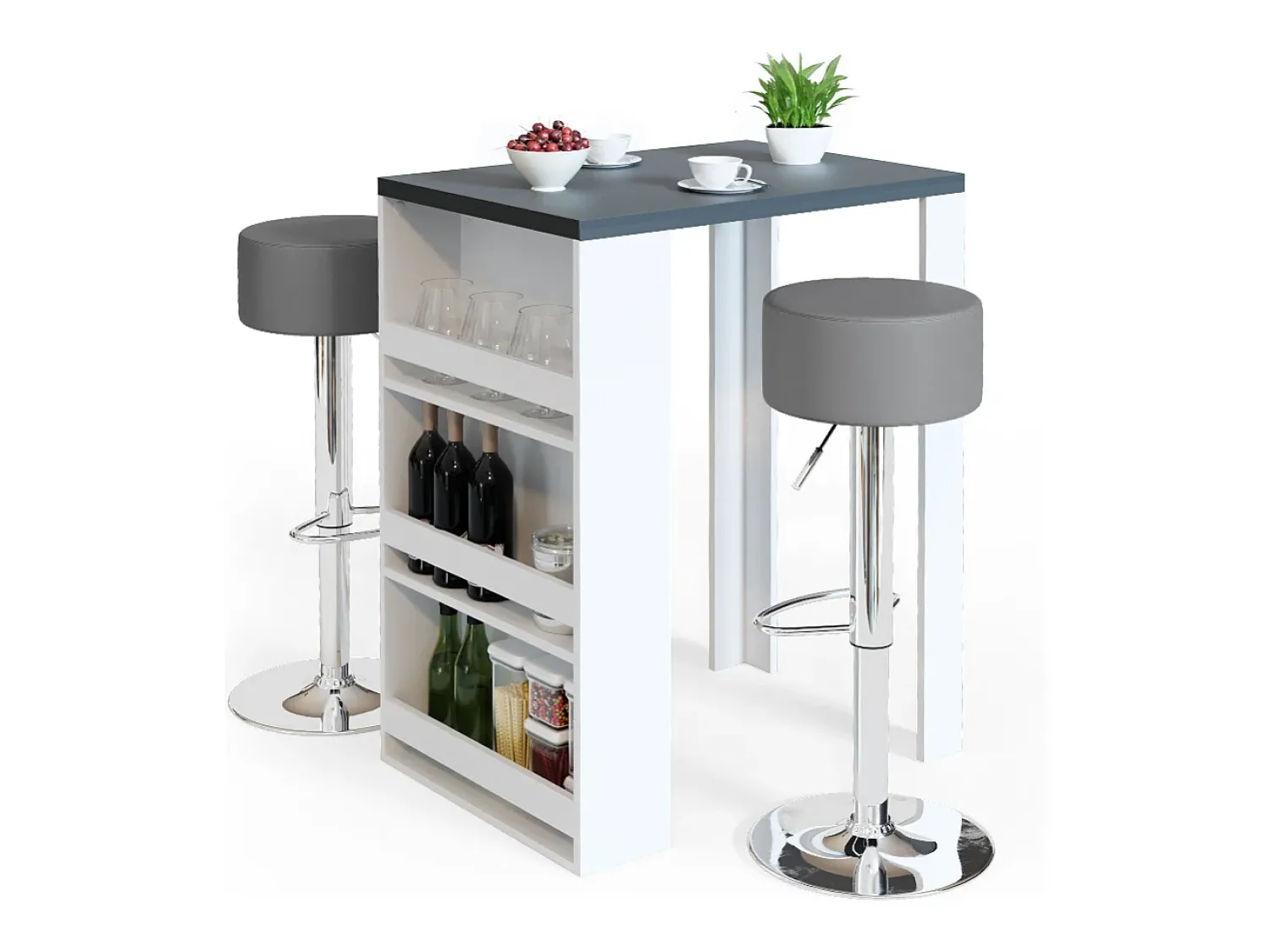 New Vicco Conjunto de mesa de bar antracite/branco 57x80x106 Cinza antracite