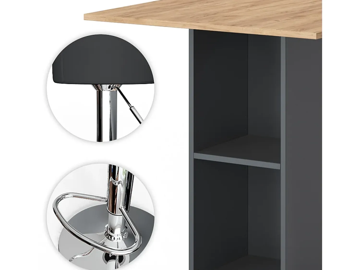 Vicco Conjunto de mesa de bar antracite 70x70x109 rodeo^ Móvel De Bar