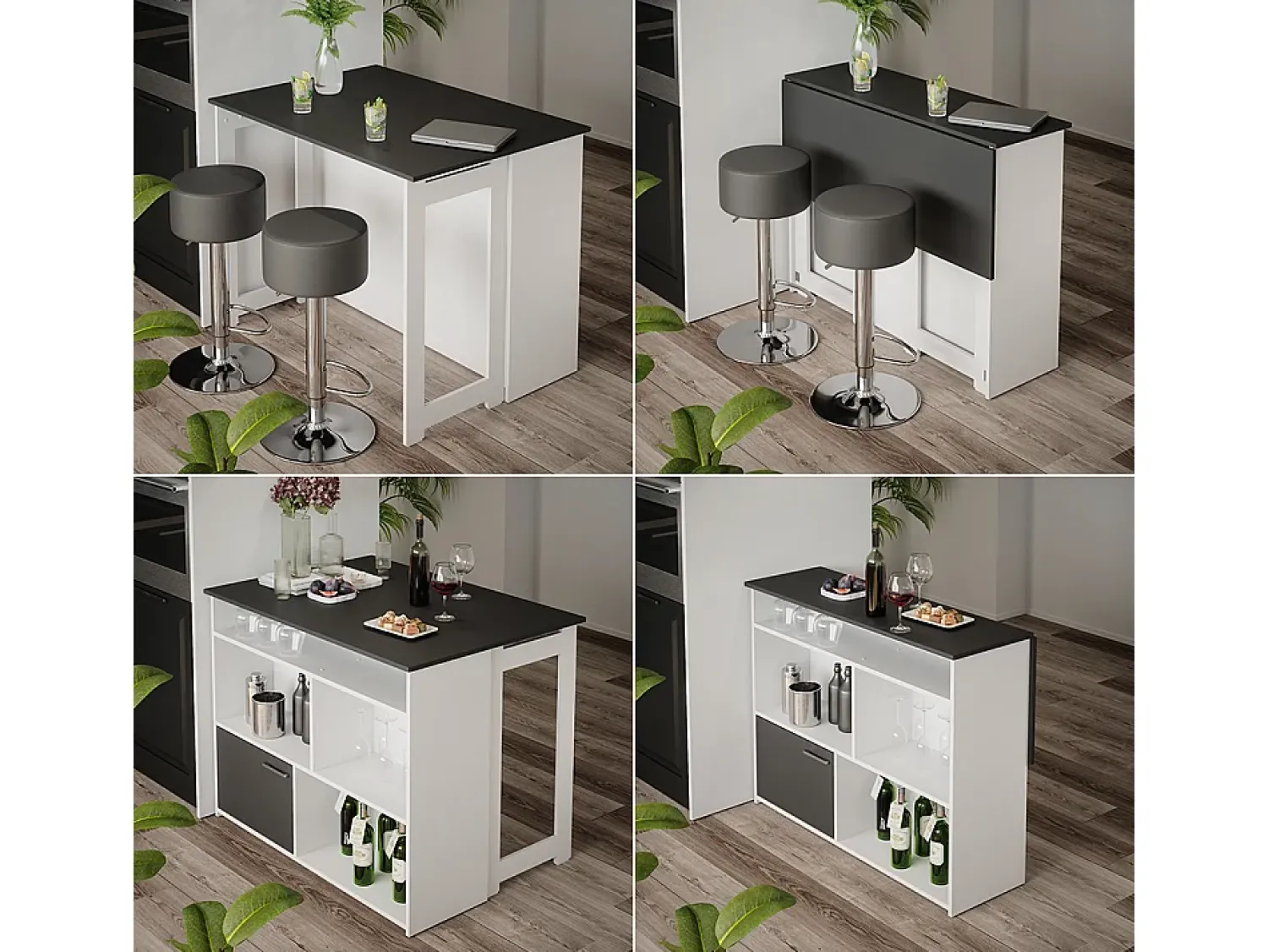 Móvel De Bar|Vicco Conjunto de mesa de bar antracite/branco 116x37x90.5 dominic Cinza antracite