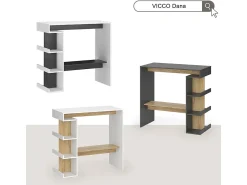 New Vicco Conjunto de mesa de bar carvalho antracite/goldkraft 108x50x103 dana Cinza antracite