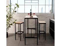 Best Vicco Conjunto de mesa de bar madeira antiga 120x50x105 fyrk Castanho