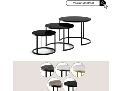 Vicco Conjunto de mesa de centro vidro 55x55x44.5 montreal^ Mesa De Centro