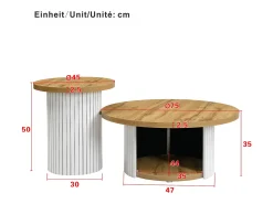 Mesa De Centro*ModernLuxe Conjunto de mesa de centro - Tampo redondo - com compartimentos de armazenamento - MDF - Natural Natural claro