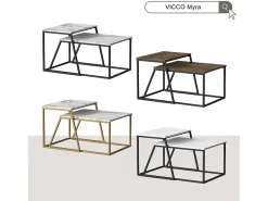 Vicco Conjunto de mesa de centro branco/ 60x50x38 myra^ Mesa De Centro