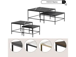Vicco Conjunto de mesa de centro carvalho rústico/ 60x60x45 ramio^ Mesa De Centro