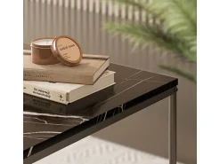 Mesa De Centro|Vicco Conjunto de mesa de centro mármore 60x60x45 ramio Preto