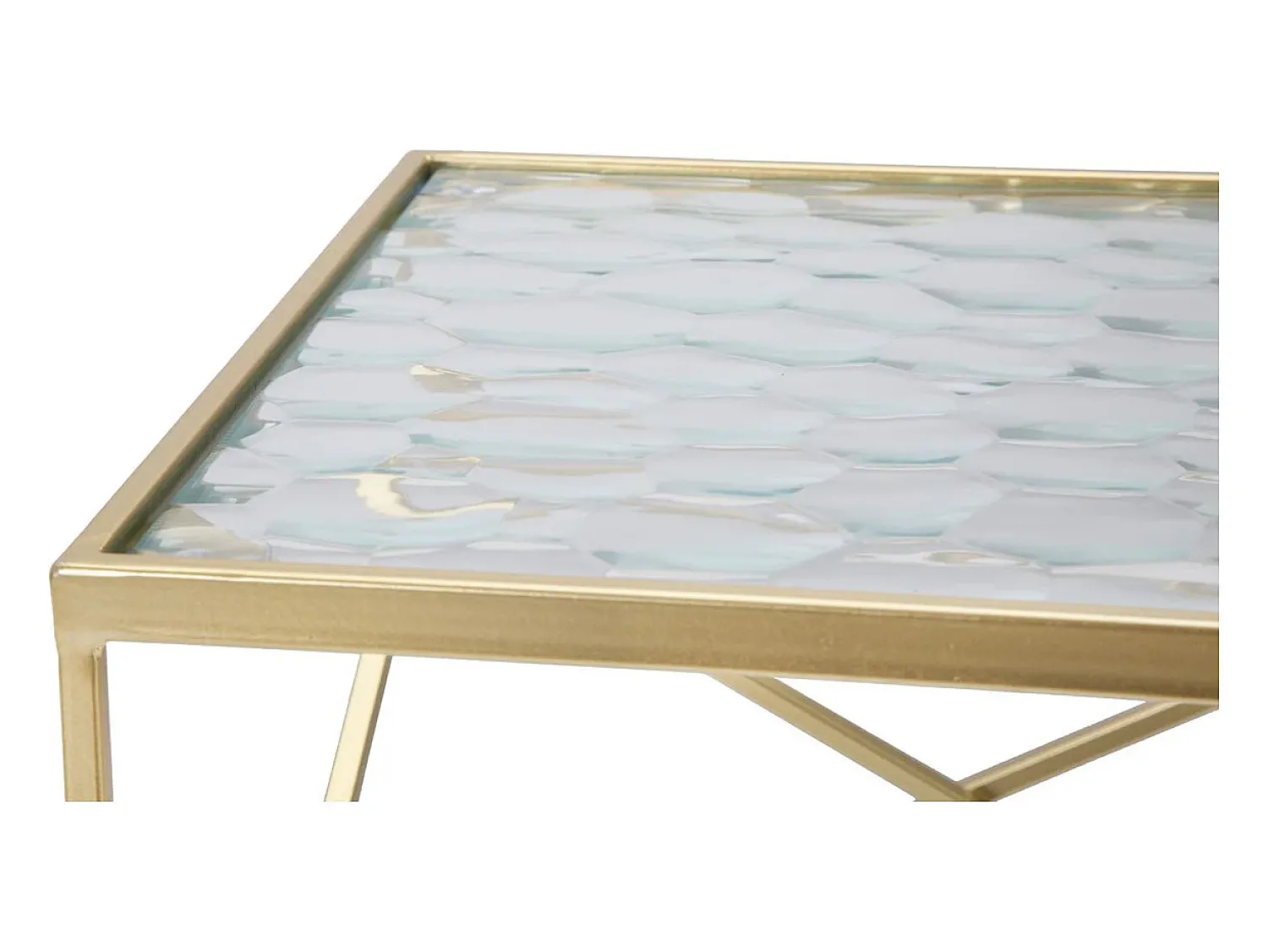 Conjunto de Mesas Auxiliares VKH565, Ouro, 31,5x31,5x68 cm, Kendra Home^ Mesa De Apoio